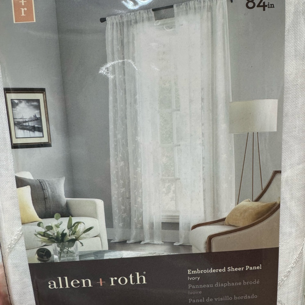 Allen + Roth Ivory Sheer Rod Pocket curtain two panels - Picture 7 of 7